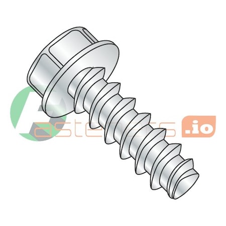Newport Fasteners Thread Forming Screw, #10 x 1 in, Zinc Plated Steel Hex Head Hex Drive, 5000 PK 907212